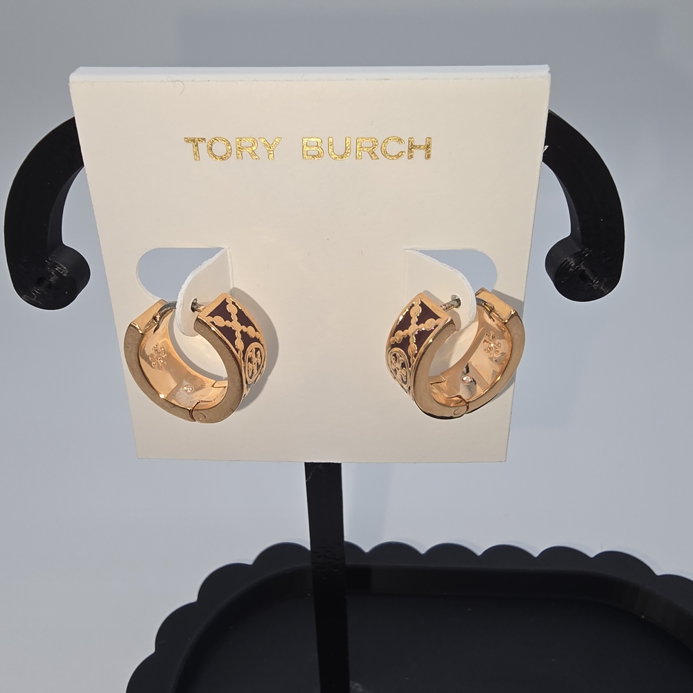 Tory Burch Rose Gold Huggies Hoop Earrings